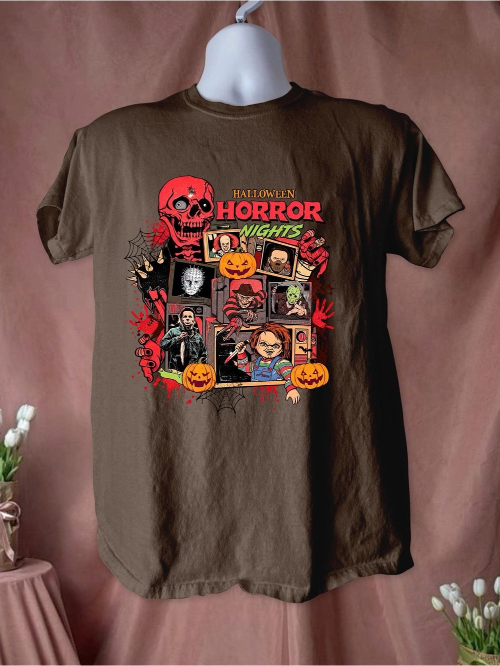 Gildan Brown Halloween Horror Nights Graphic Tee